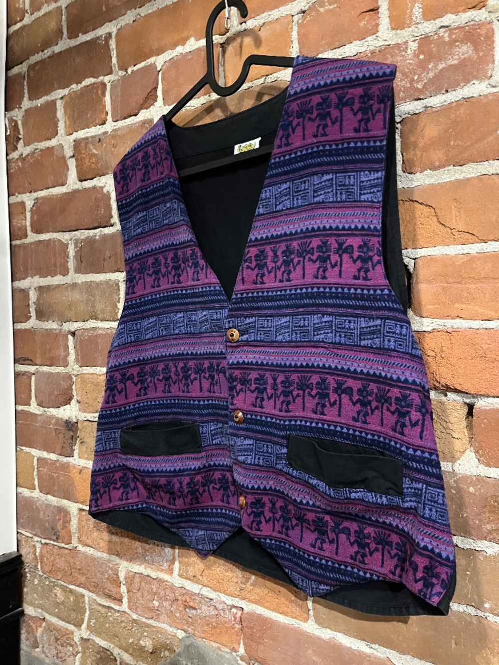Vintage Wary Folk Art Fashions Purple Pattern Vest - Picture 2 of 6